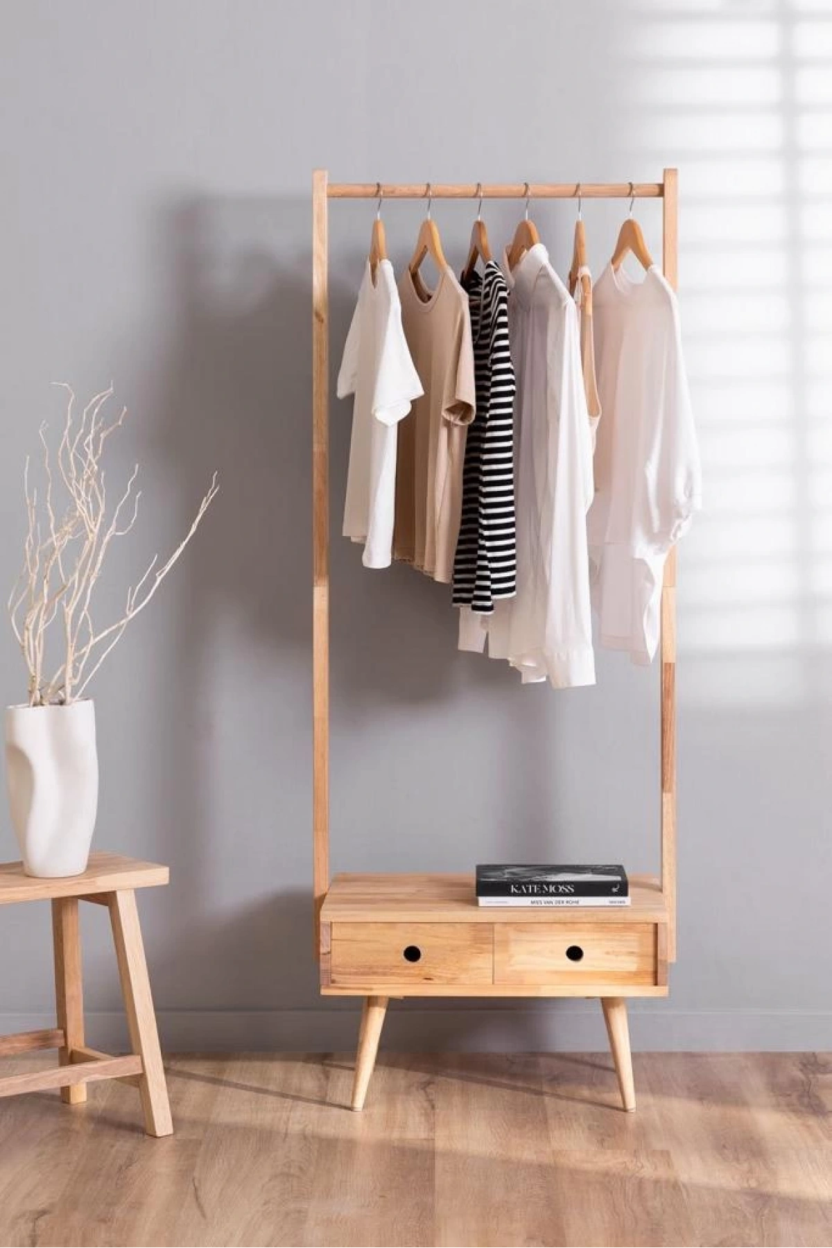 Holz vielseitiger schienenloser Free-Schrank mit Schubladen moderner Kleiderständer