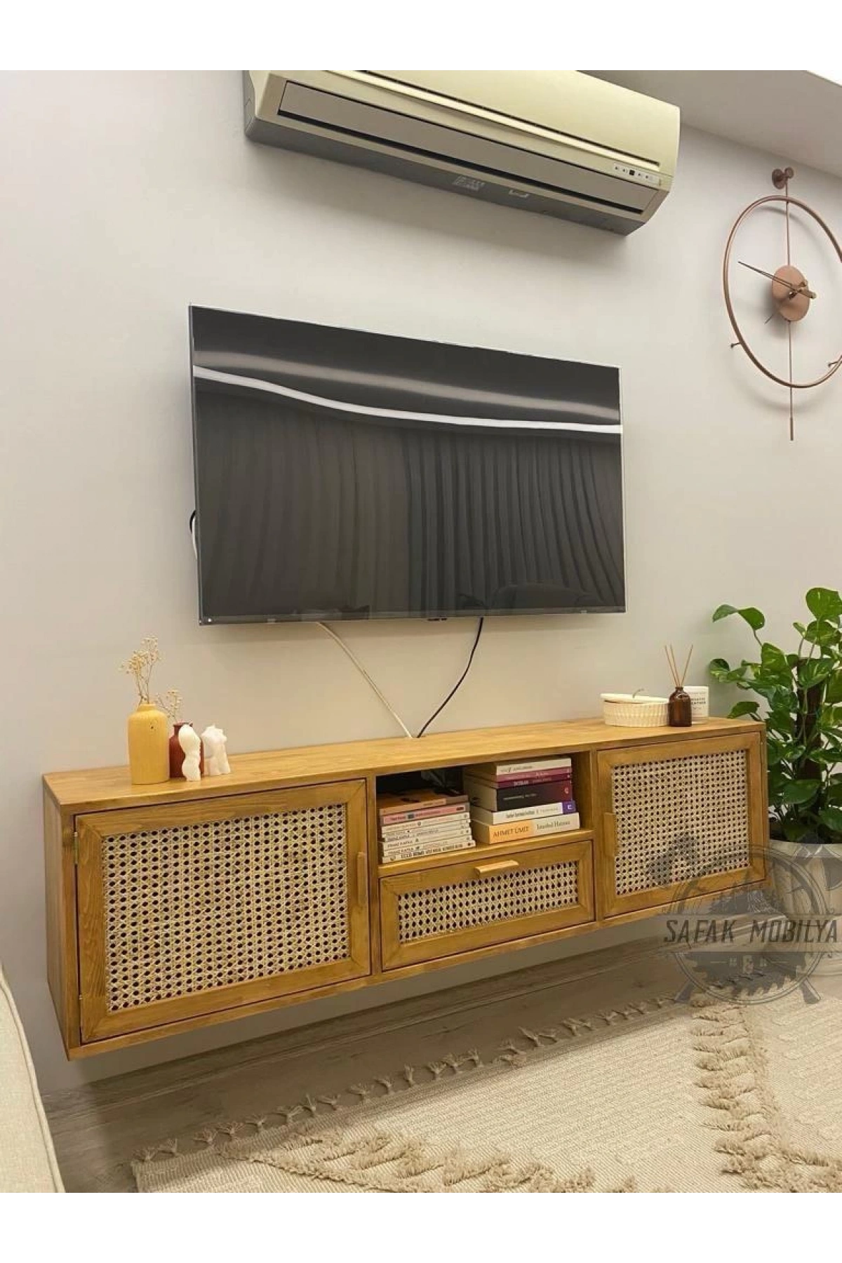 Ahşap doğal hazeranlı çam masif tv ünite