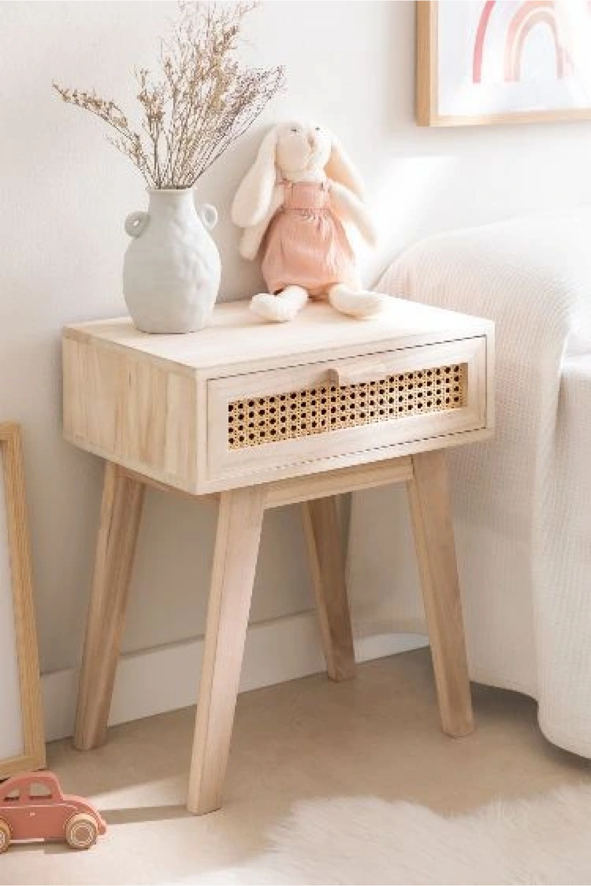 Hazeran Detaylı Tek Çekmeceli Ahşap Komodin 45x55x35 cm