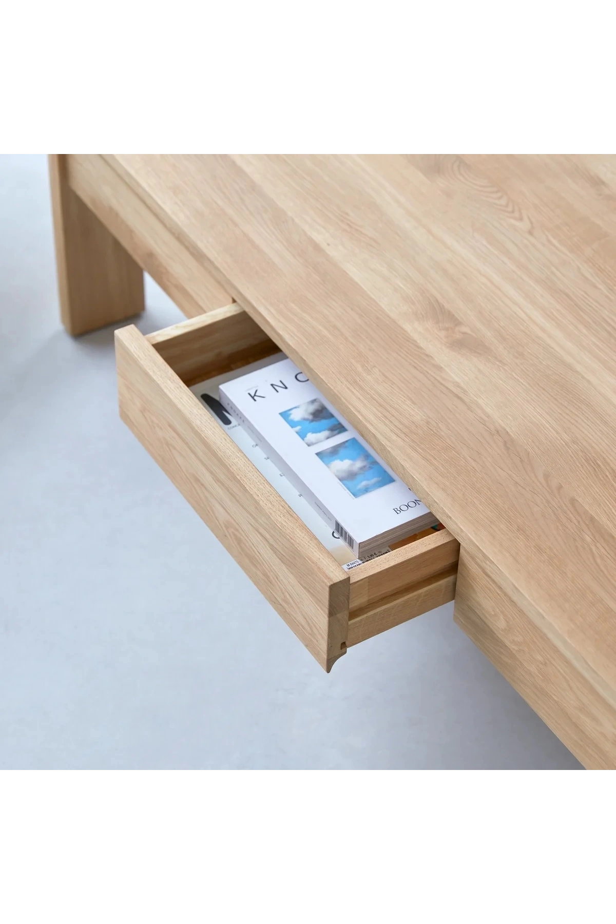 Wooden solid double-drawer natural coffee table