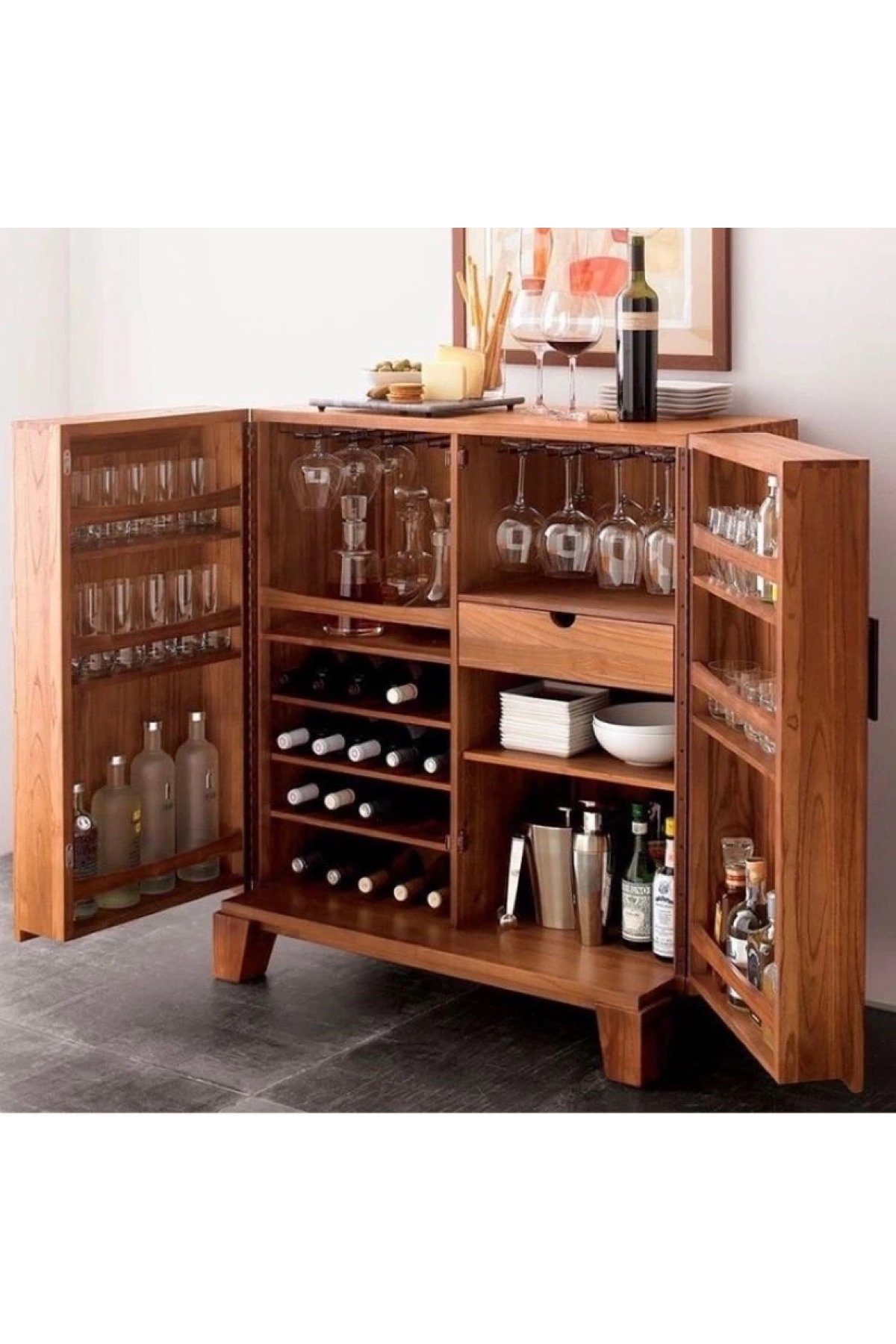 Massiver Mehrzweckbarschrank aus Massivholz