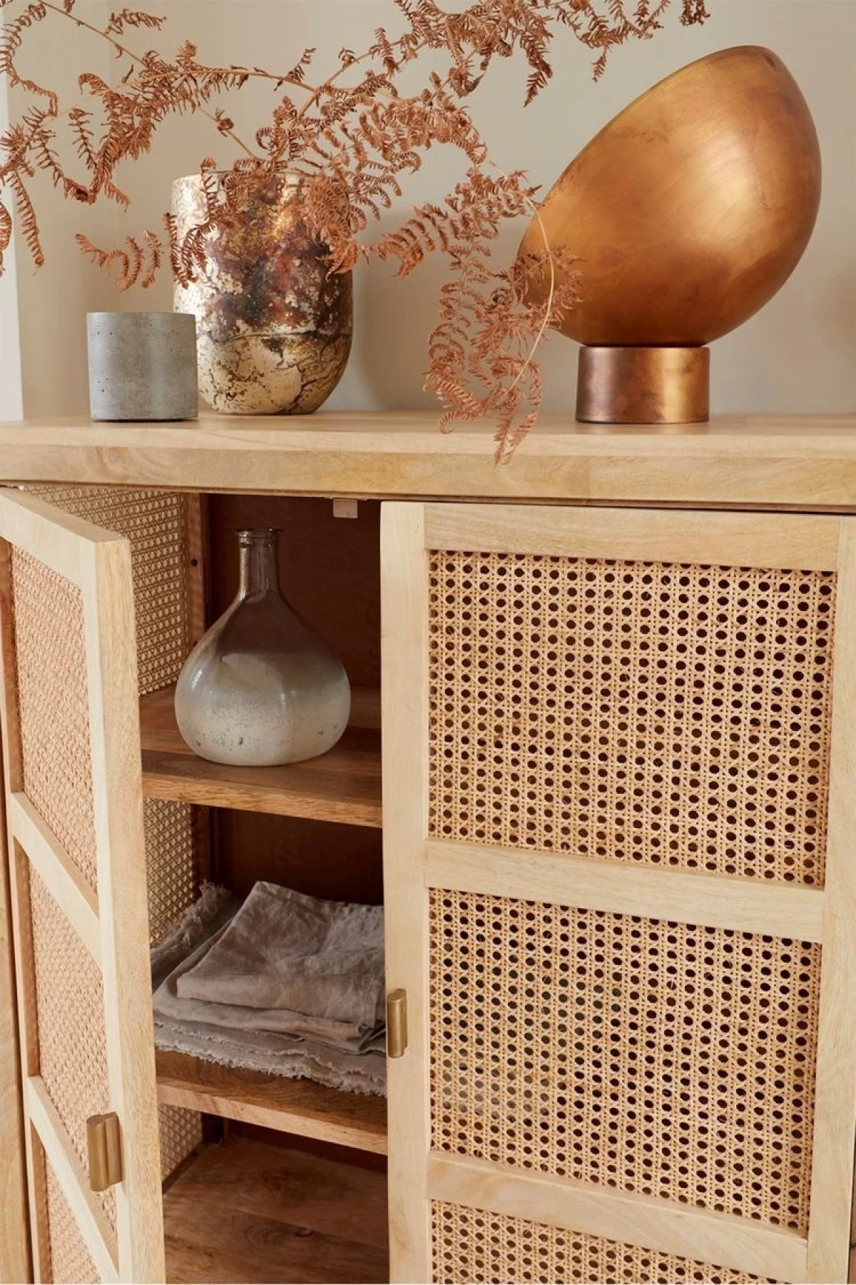 Hazeran Kapaklı Çok Amaçlı Natural Ahşap Erzak Dolabı 90x100x40 cm