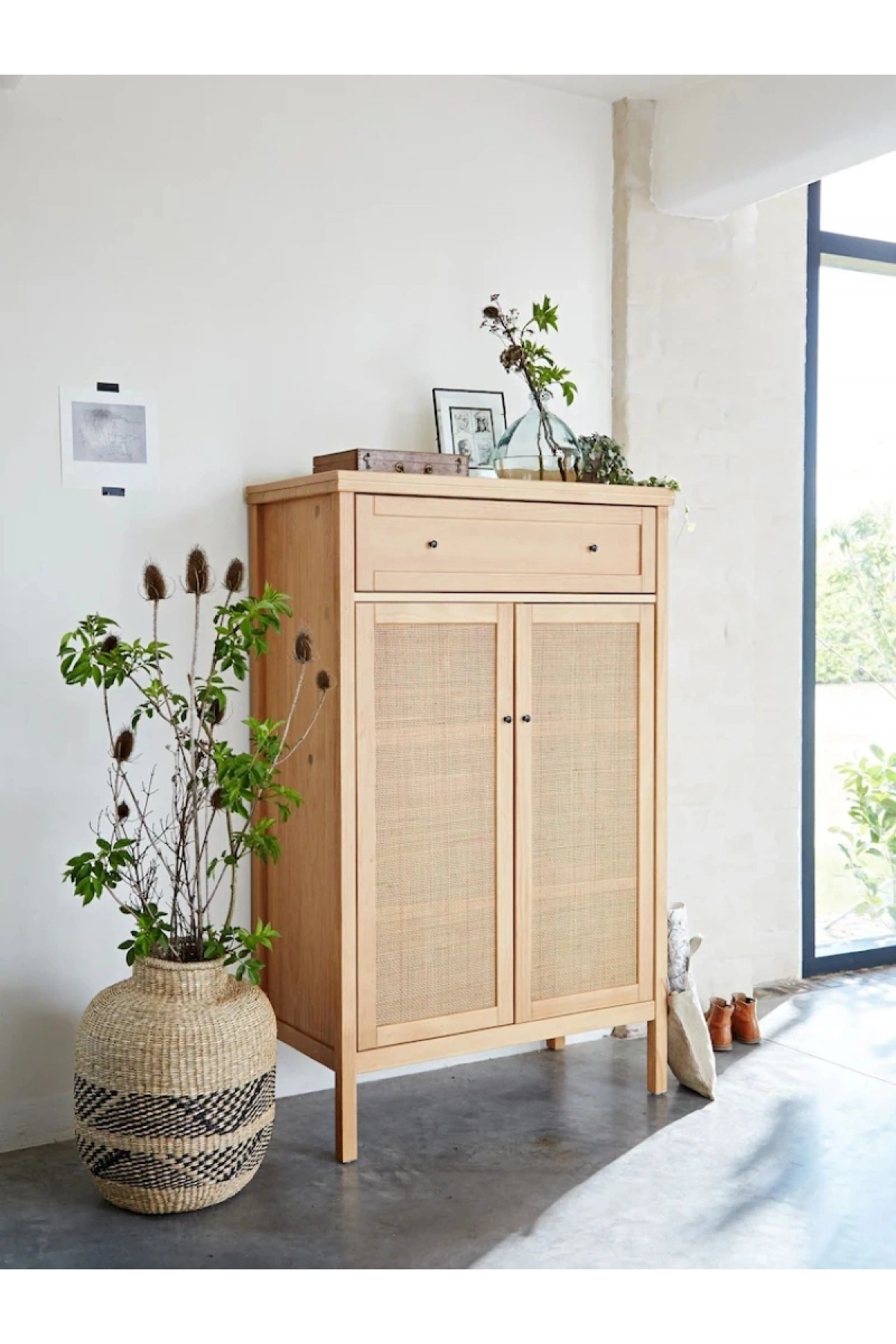 Altea Rattan Detaylı Masif Büfe Dolap