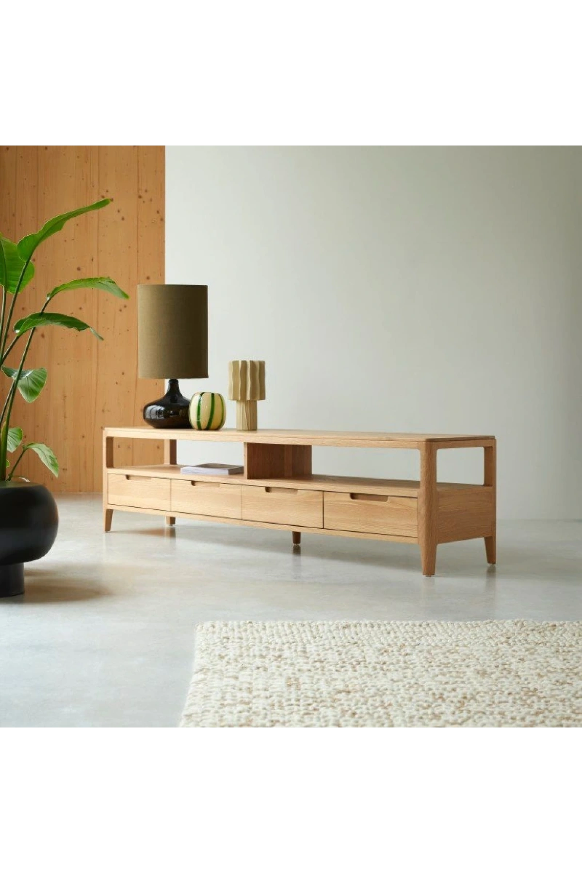 Solid Wood Natural Model Tv Unit