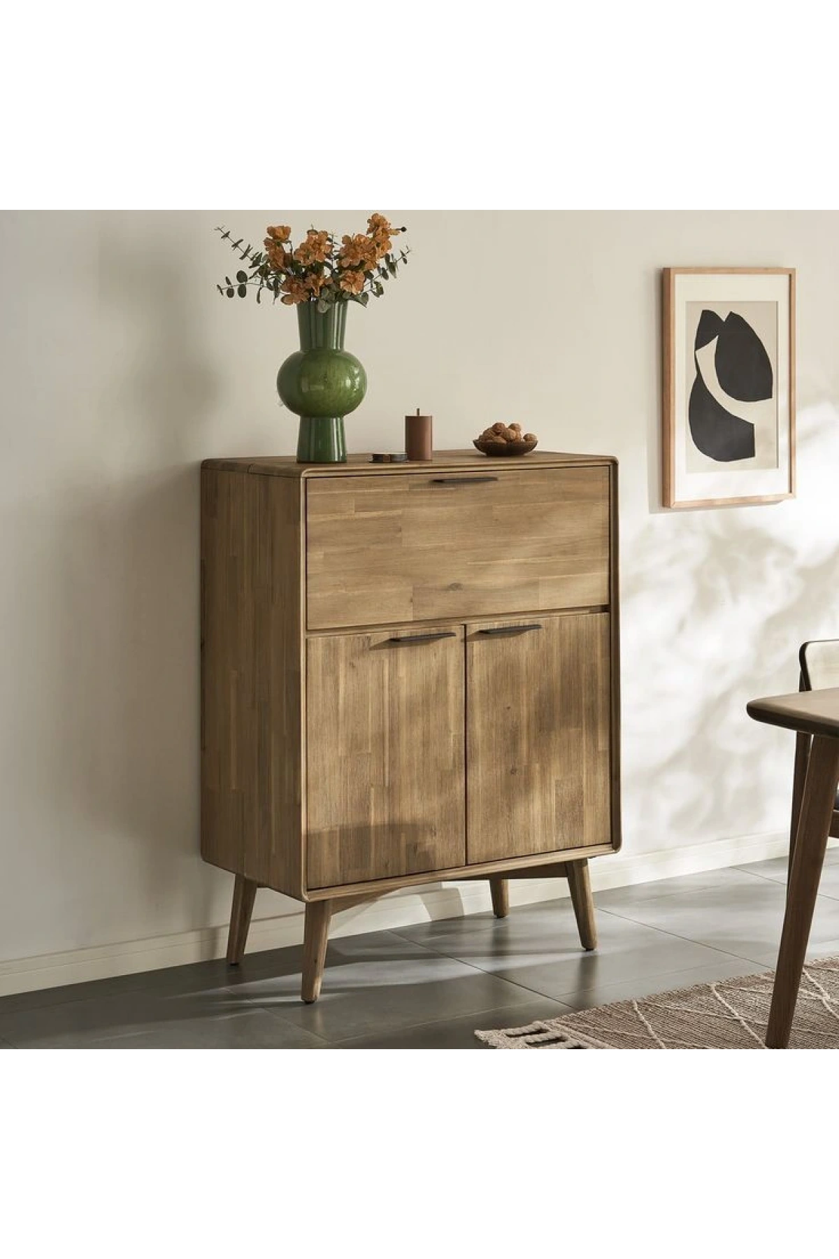 Bells Vintage Masif Ahşap Bar Dolabı