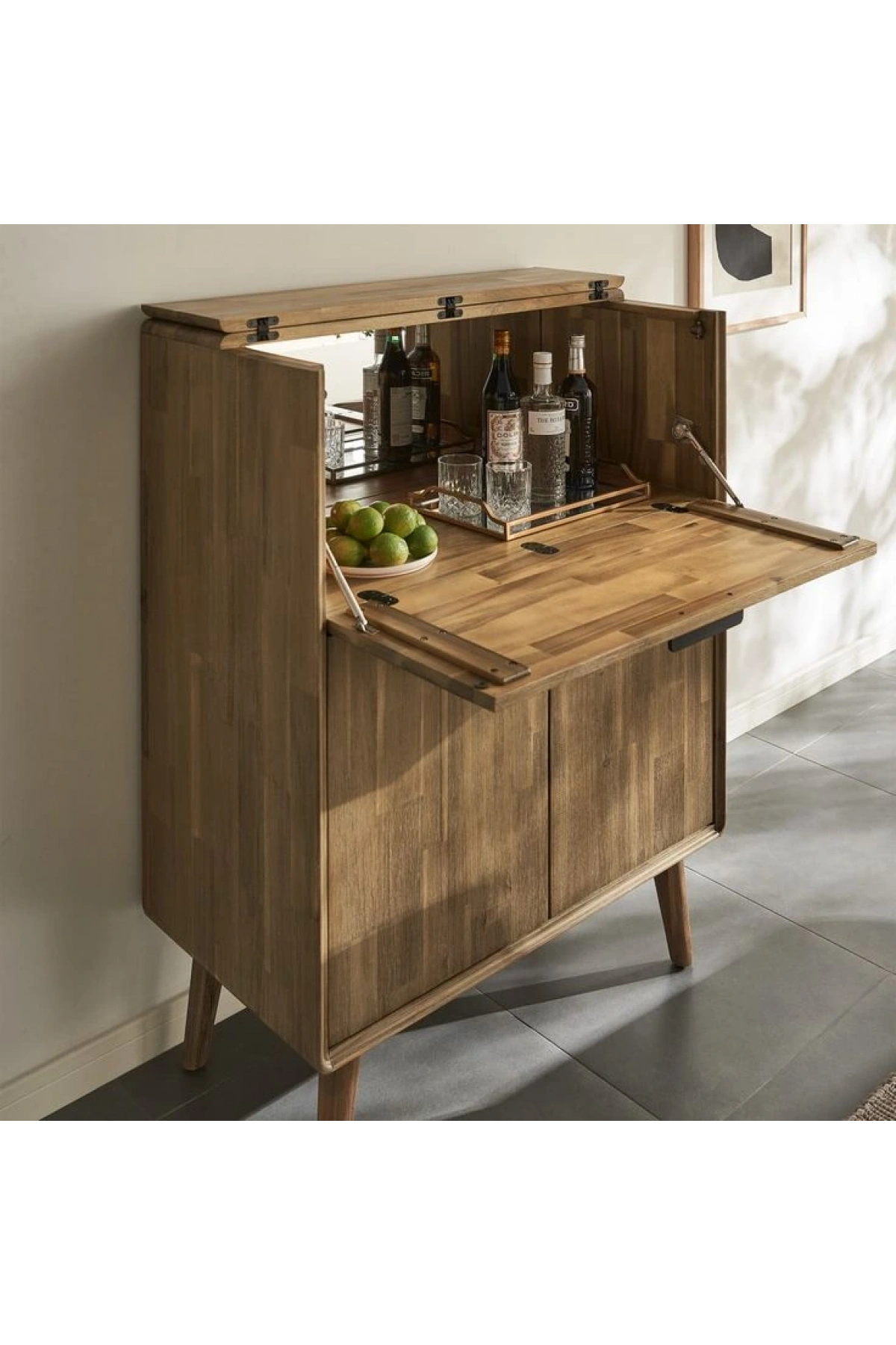 Bells Vintage Masif Ahşap Bar Dolabı