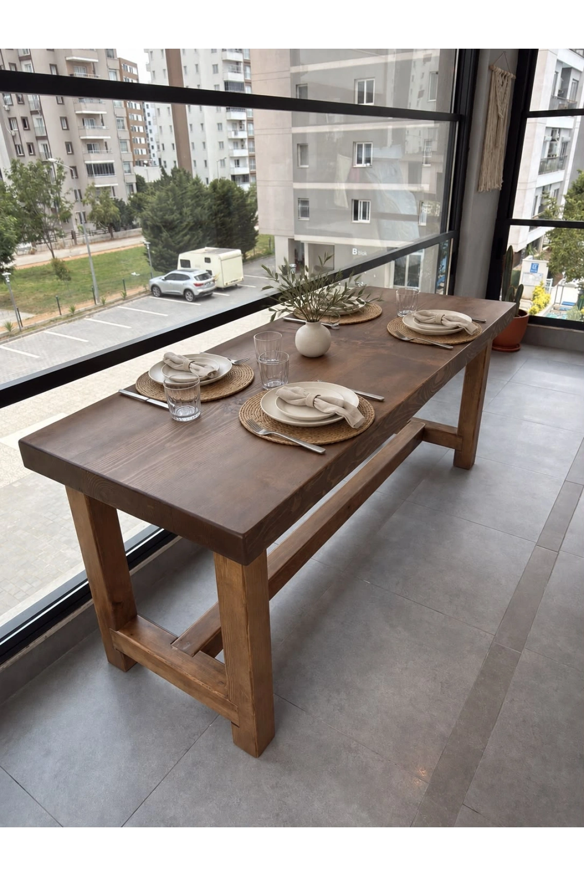Çam Kütük İskandinav Stil Yemek Masası