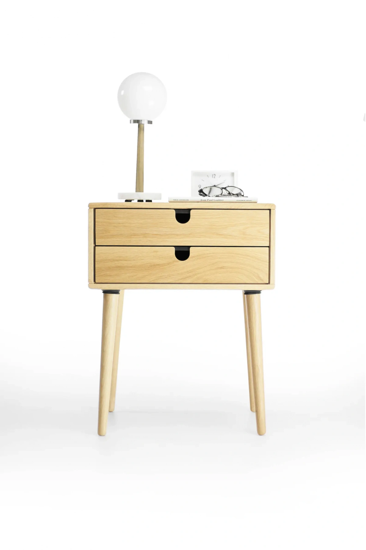 Wooden modern nightstand with double drawers