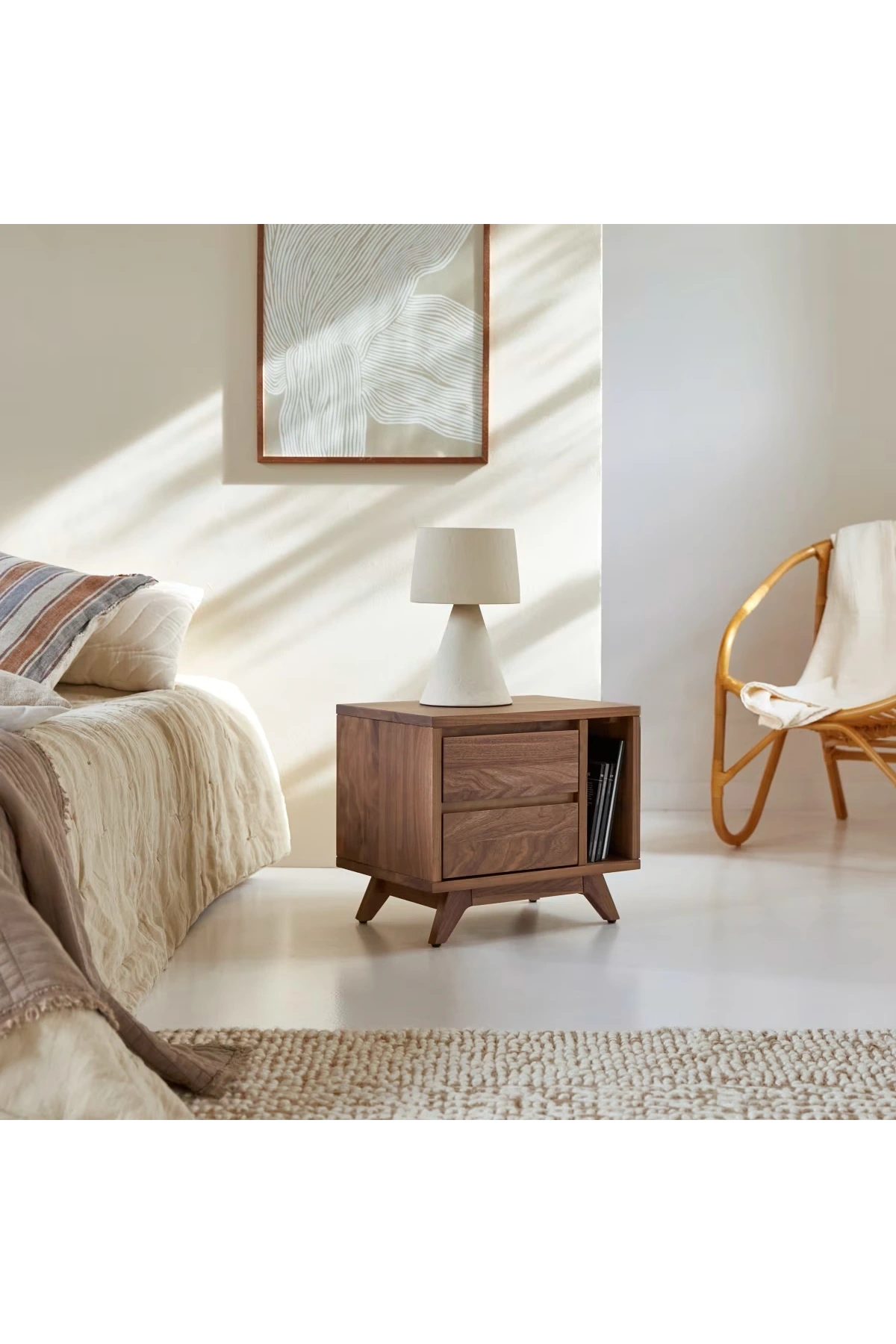 Dark Walnut Solid Wood Nightstand