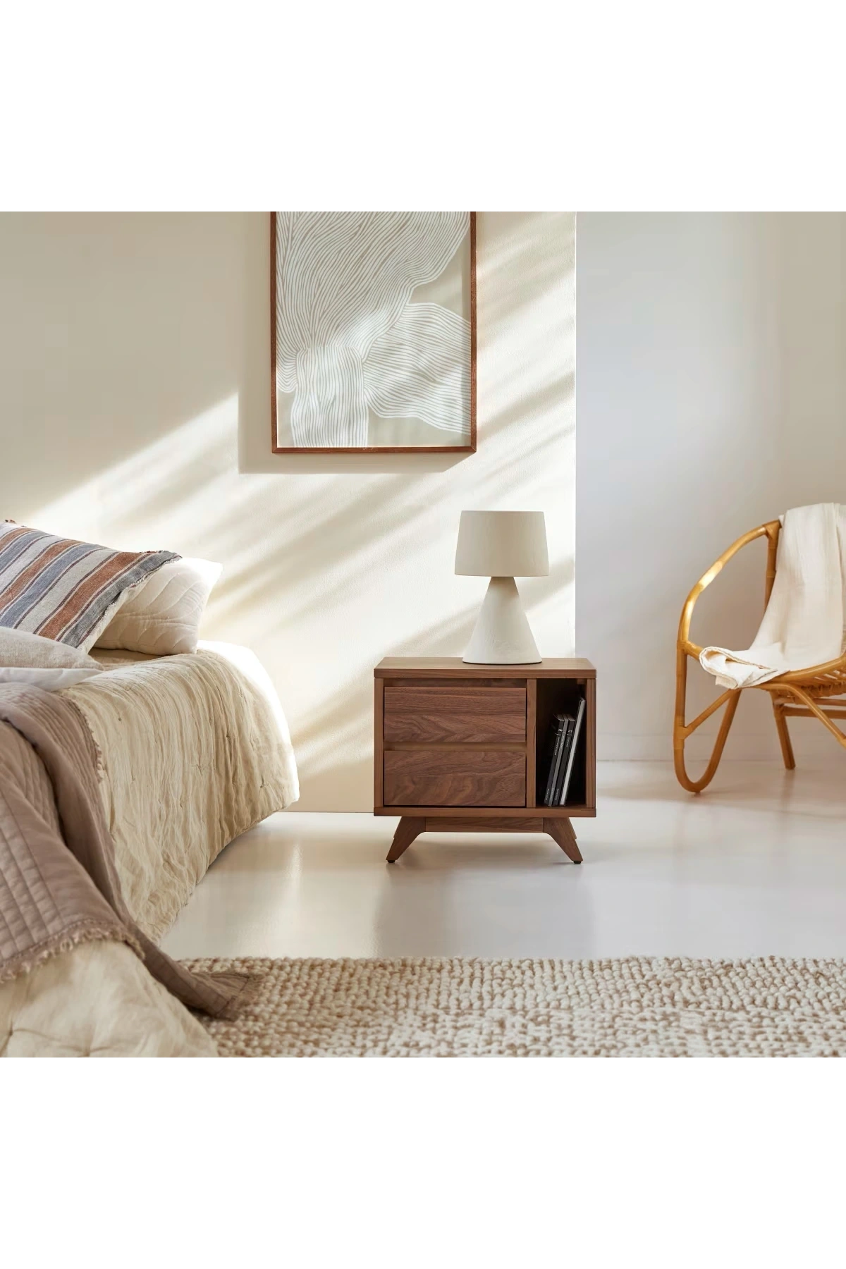 Dark Walnut Solid Wood Nightstand