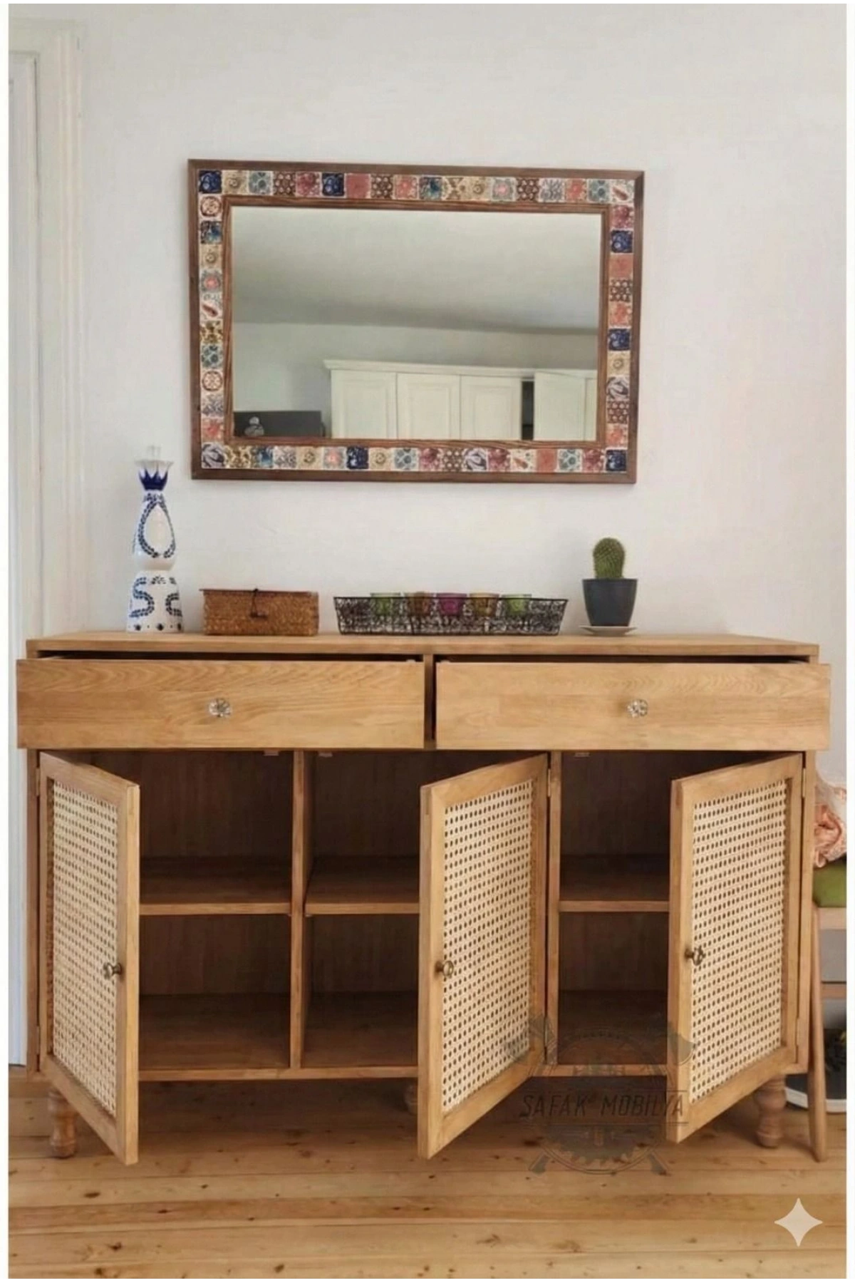 Mueble consola de madera de pino macizo natural