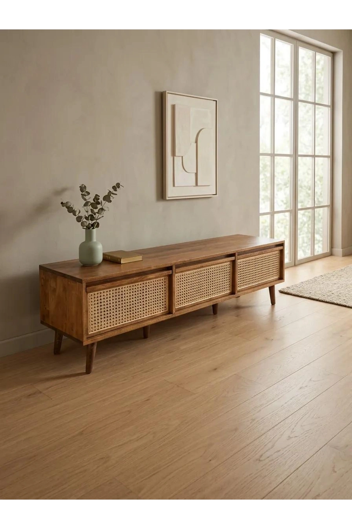 Hazeran Detaylı Walnut Stil Masif Tv Ünite
