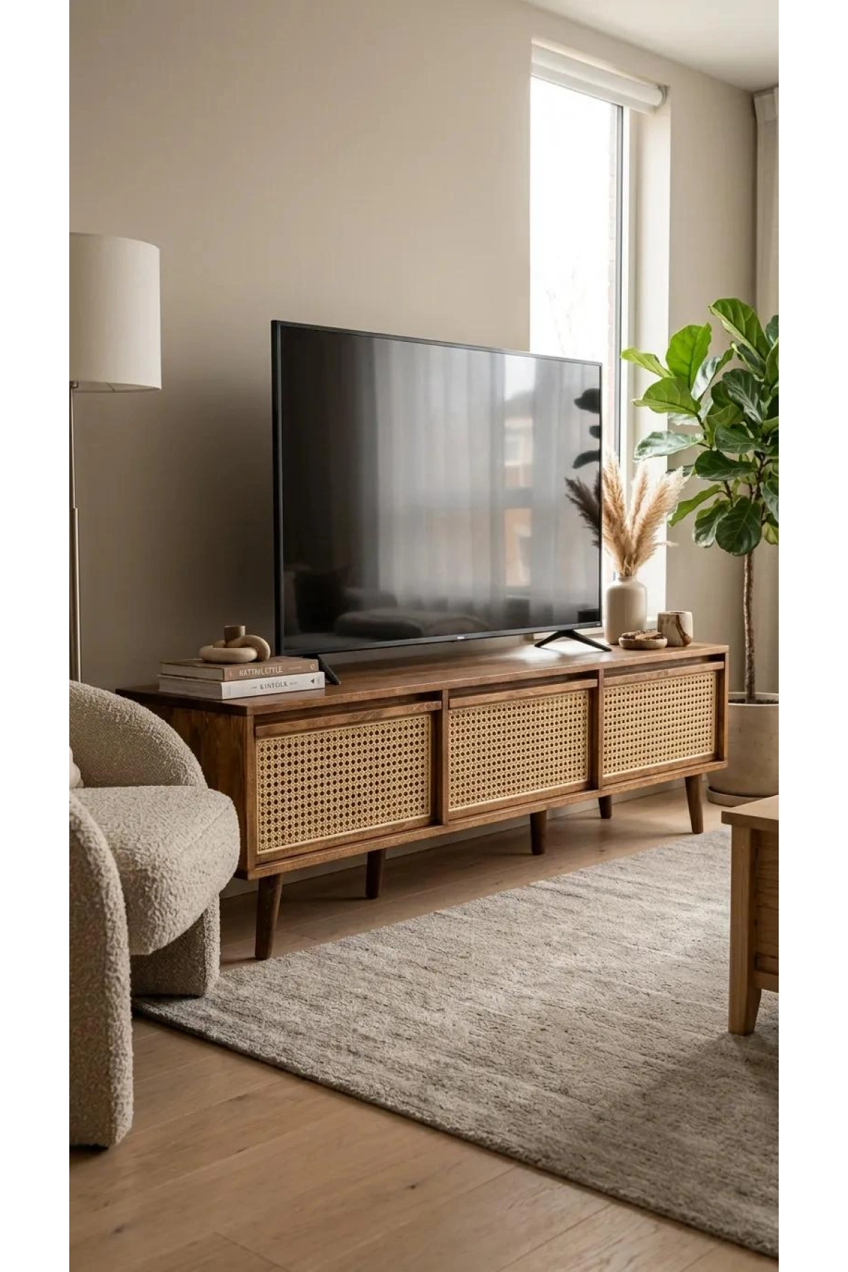 Hazeran Detaylı Walnut Stil Masif Tv Ünite
