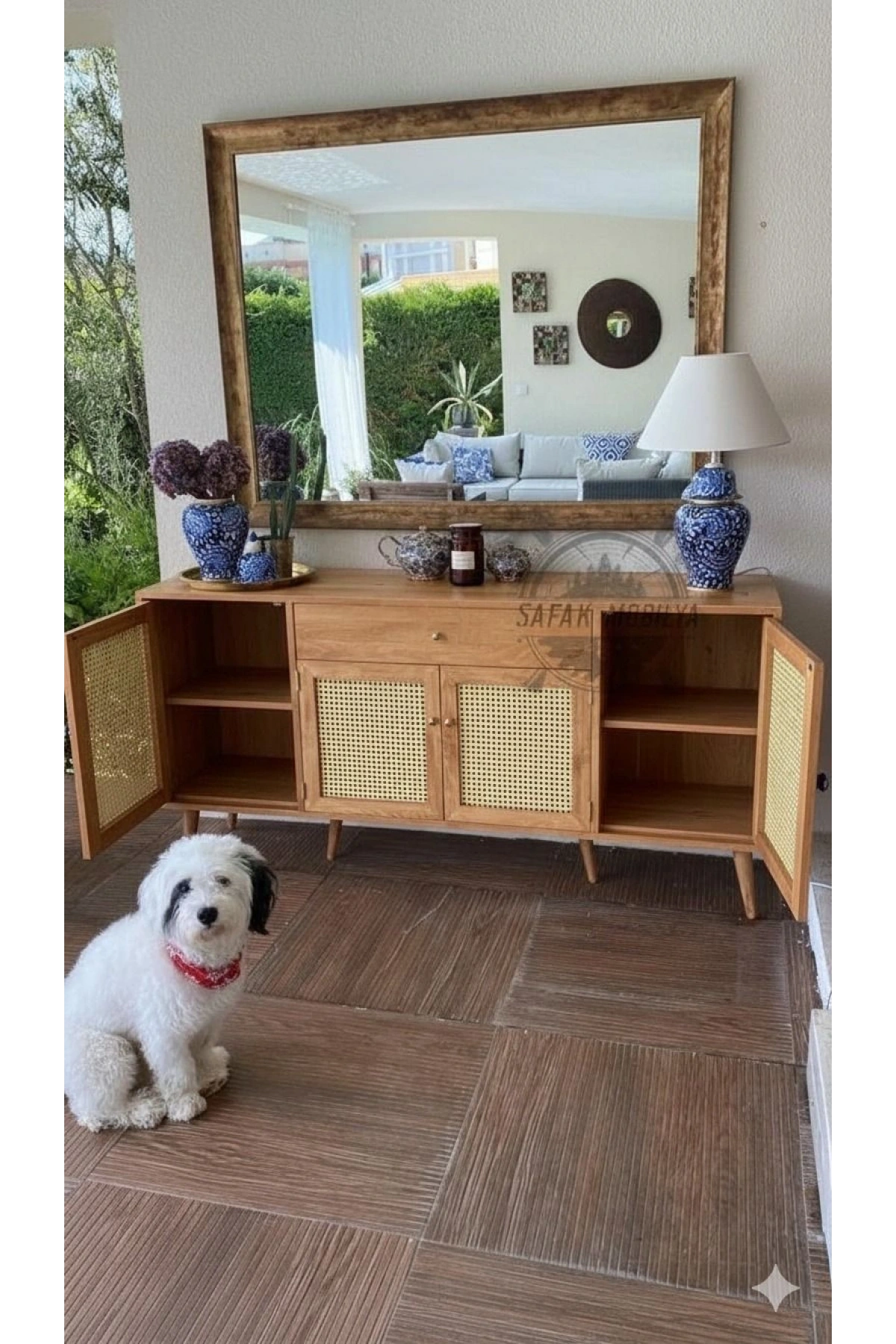 Hazeran Kapak Detaylı Masif Ahşap Konsol 160x80x40 cm