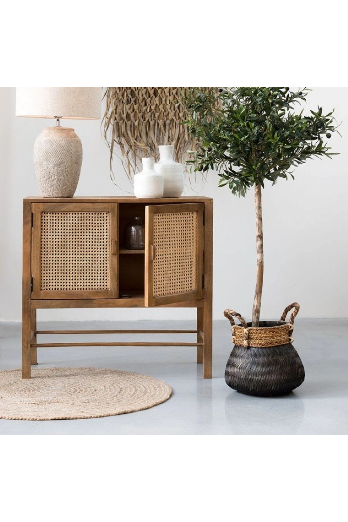 Hells Koyu Ceviz Renk Masif Ahşap Büfe, Dresuar 75x75x35 cm