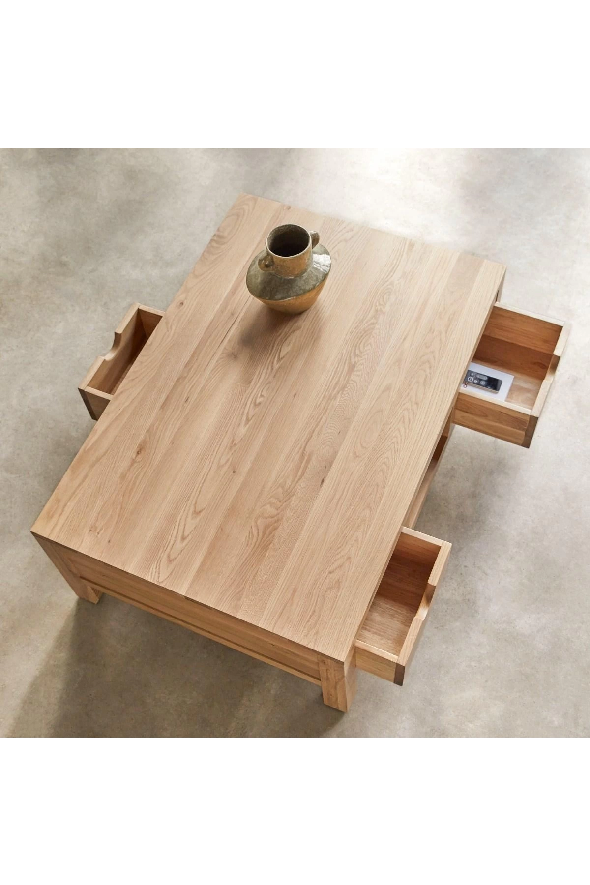 Mesa de centro de madera maciza con cajones Winchester