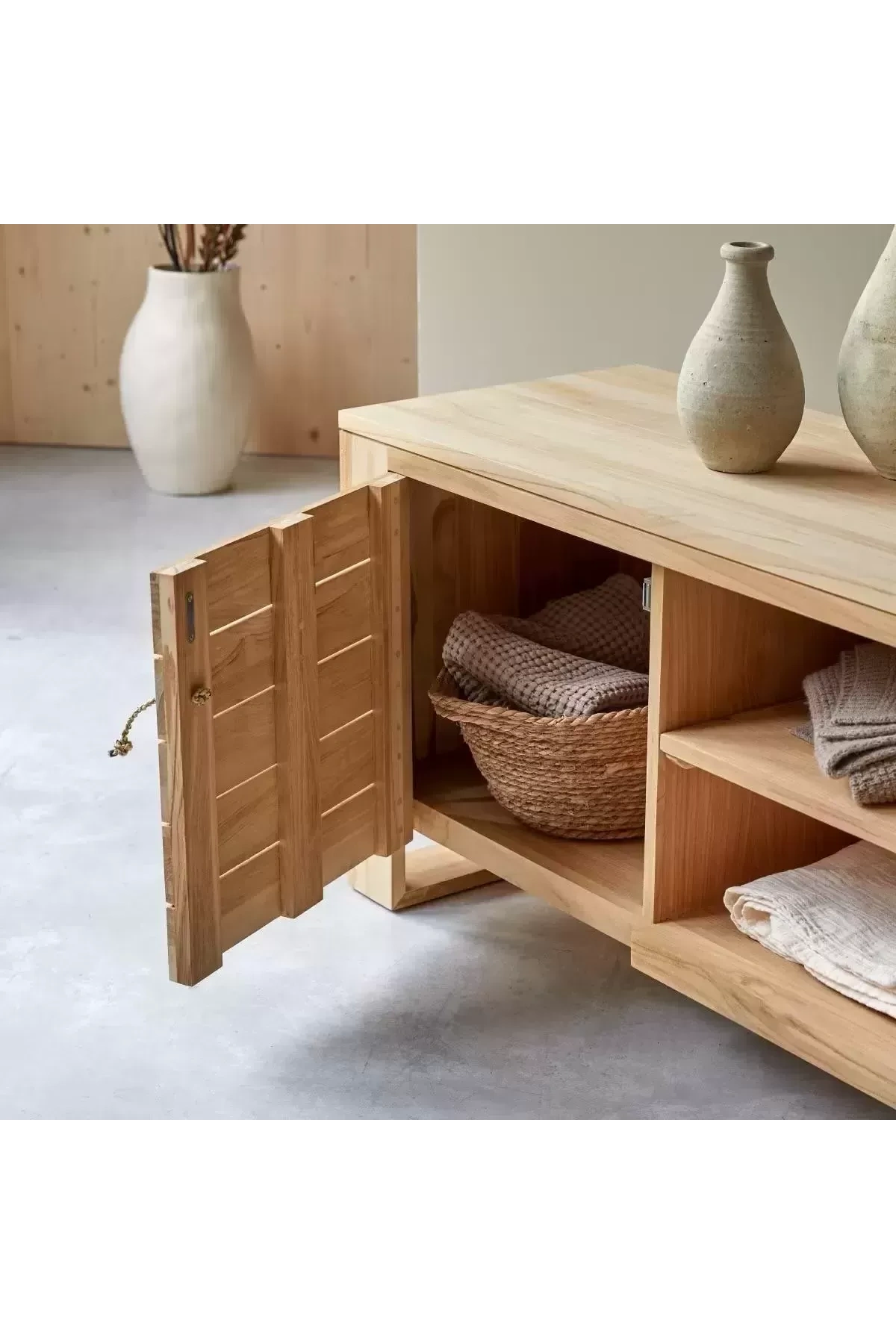 Natural Model Rustik Masif Ahşap TV Ünitesi 160x60x40 cm