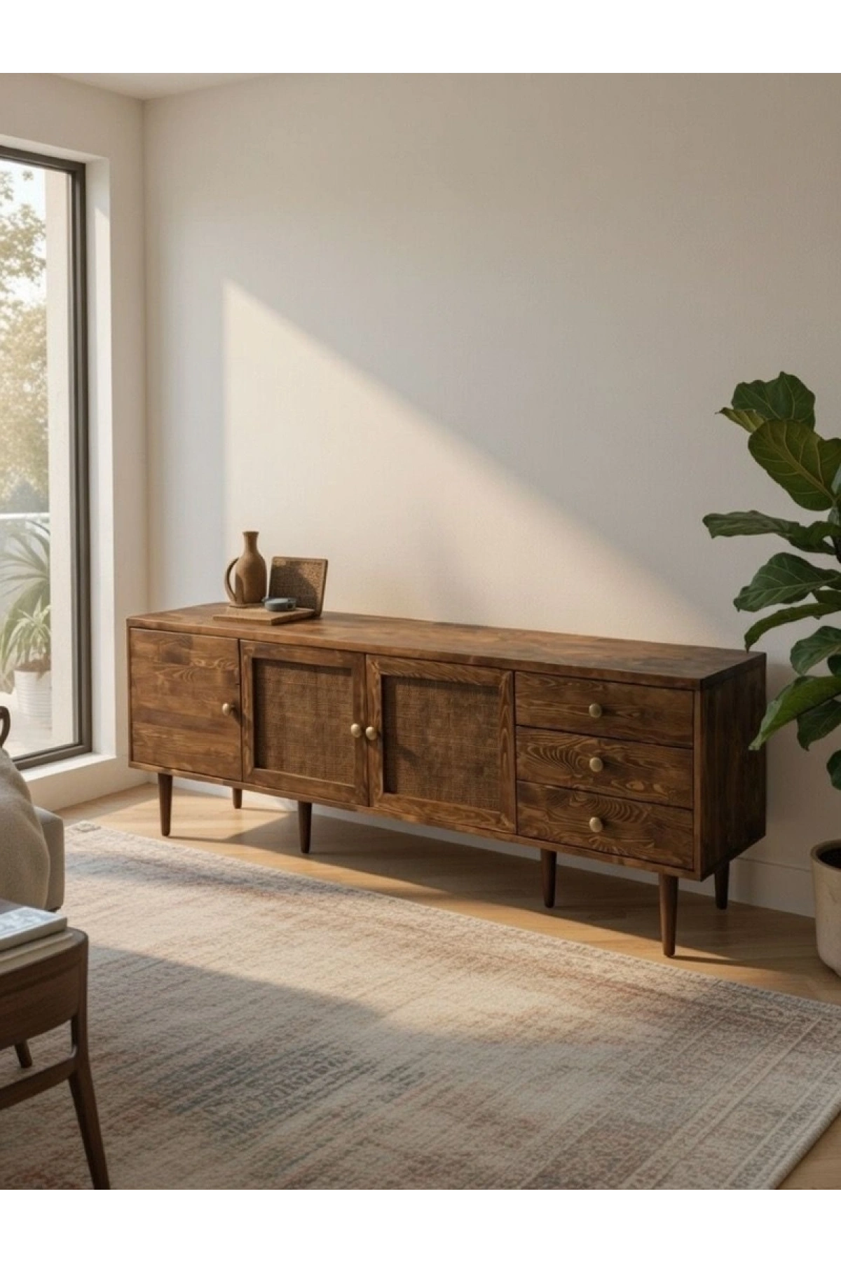 Vienna Masif Ahşap Hazeranlı Konsol, Tv Ünitesi