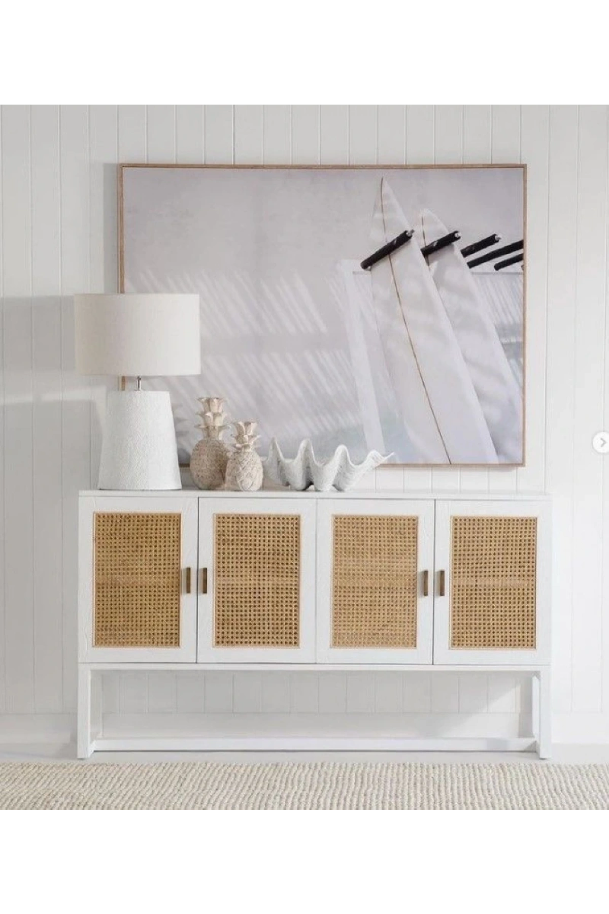 Vista Hazeranlı Masif Ahşap Beyaz Konsol 160x80x40 cm