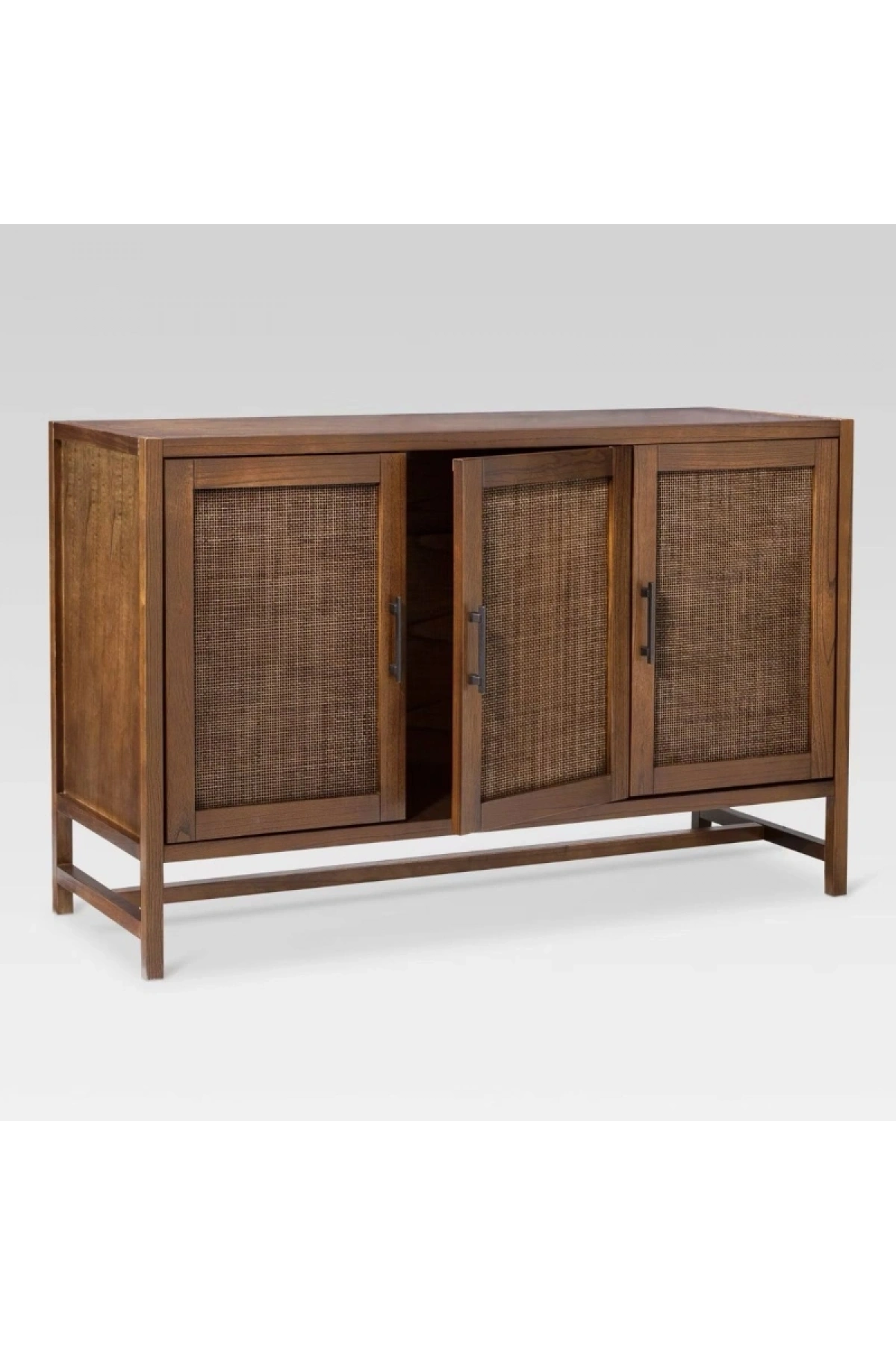 Walnut Retro Model Rattan Detaylı 3 kapaklı Masif Konsol