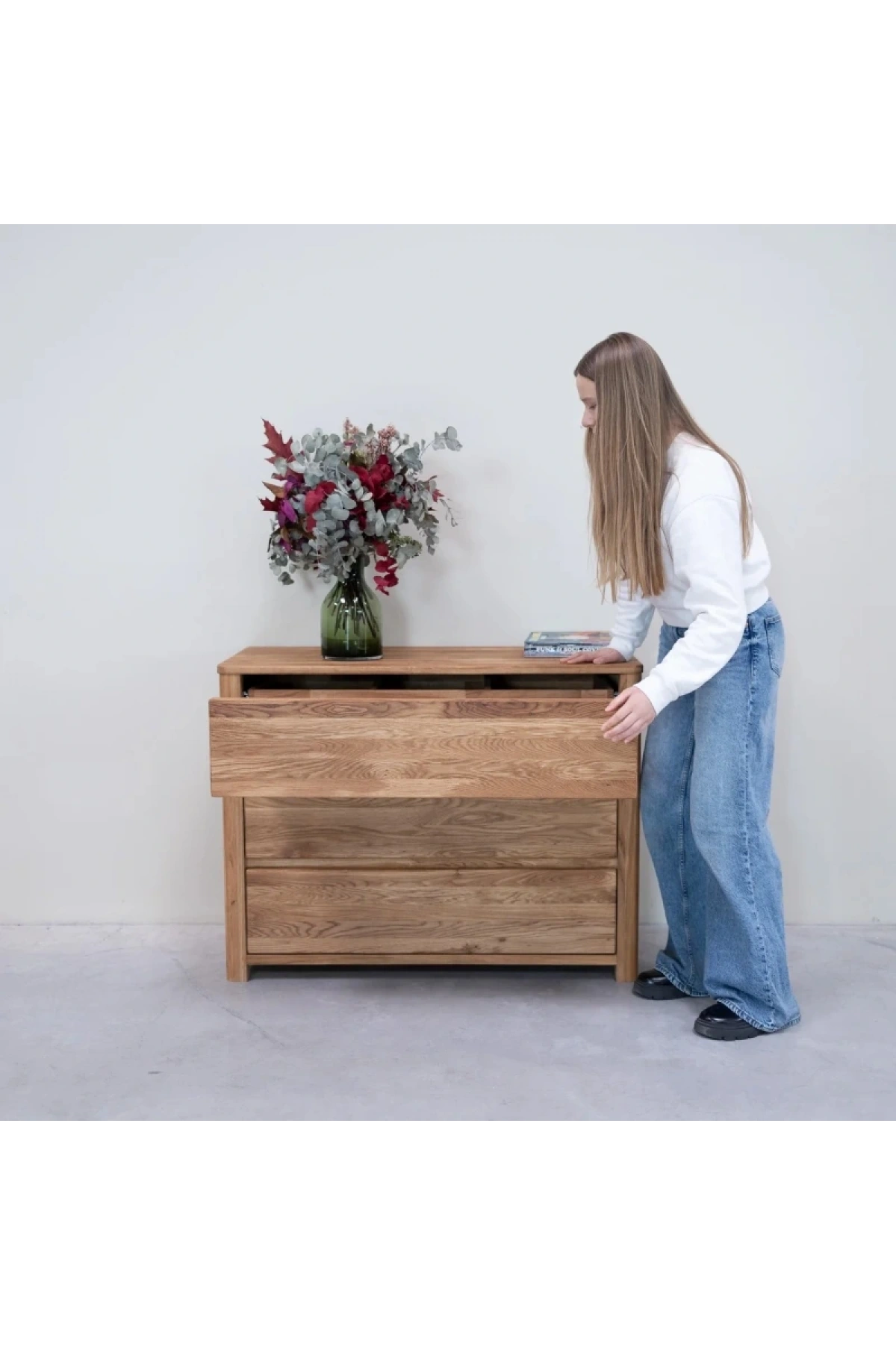 Western Masif Ahşap Natural Model Şifonyer