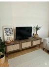 Hazeran Detaylı Masif Ahşap Devirmeli 3 Kapaklı Tv Ünitesi Koyu Ceviz