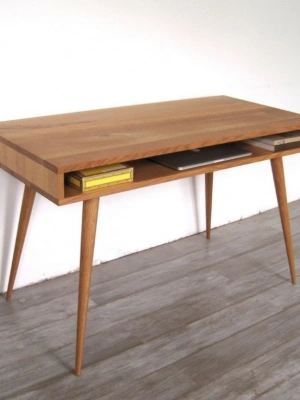 Ahşap açık önlü ortayüzyıl masif çalışma masası