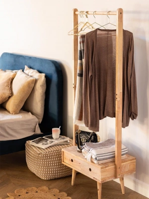 Holz vielseitiger schienenloser Free-Schrank mit Schubladen moderner Kleiderständer