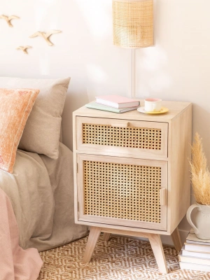 Ahşap tek çekmeceli kapaklı hazeranlı komodin