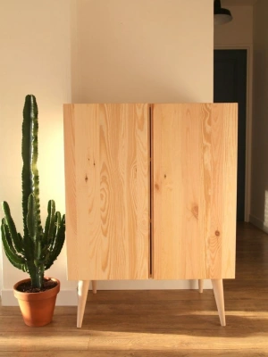 Çok amaçlı ahşap iki raflı modern erzak dolabı