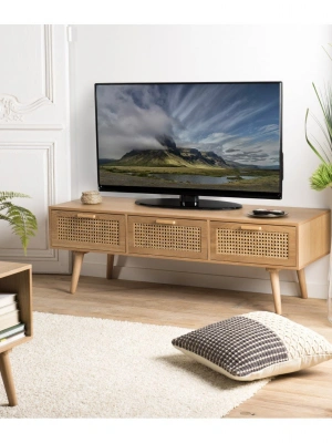 Hazeran çekmece detaylı ahşap modern tv ünitesi