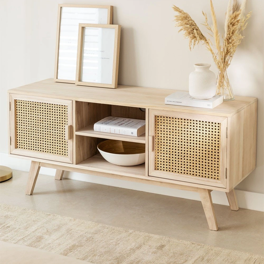 Ahşap hazeran stil modern çift kapaklı çok amaçlı dolap, tv ünitesi