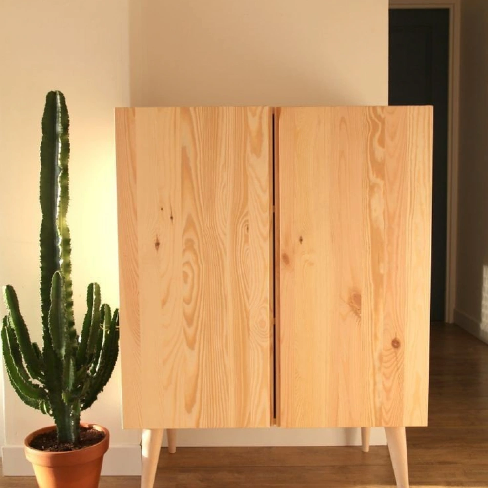 Çok amaçlı ahşap iki raflı modern erzak dolabı