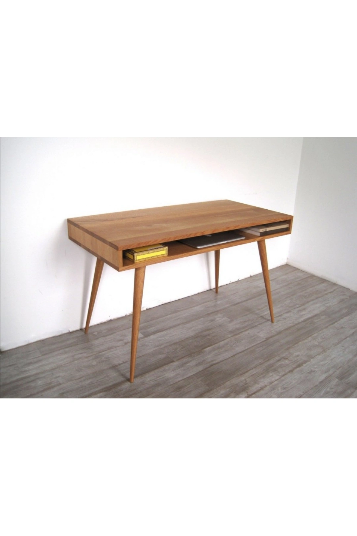 Masif Ahşap Açık Önlü Orta Yüzyıl Çalışma Masası 120x80x50 cm