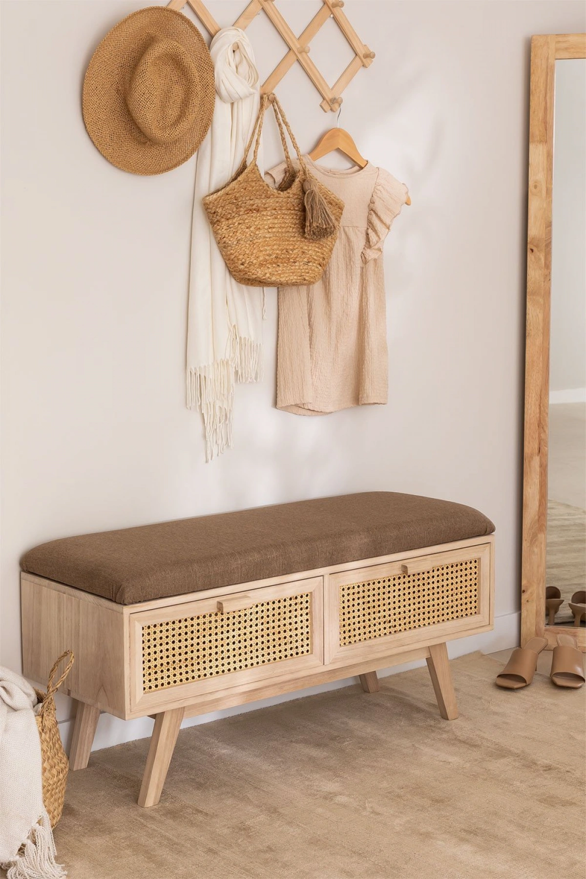 Ahşap çift çekmeceli nostaljik stil tezgah, bank