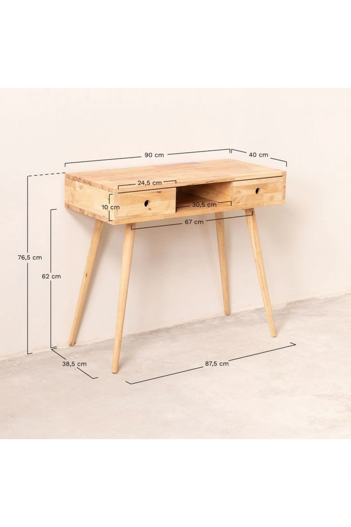 Masif Ahşap Basic Model Natural Çalışma Masası