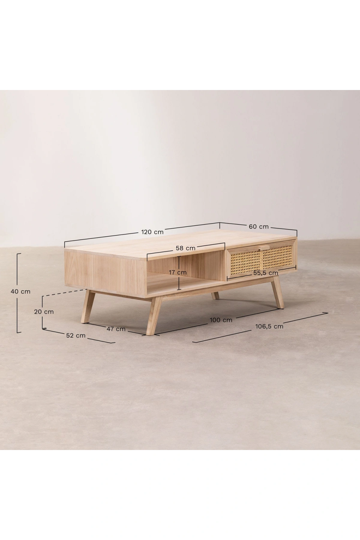 Ahşap çift hazeran devirme kapaklı modern orta sehpa