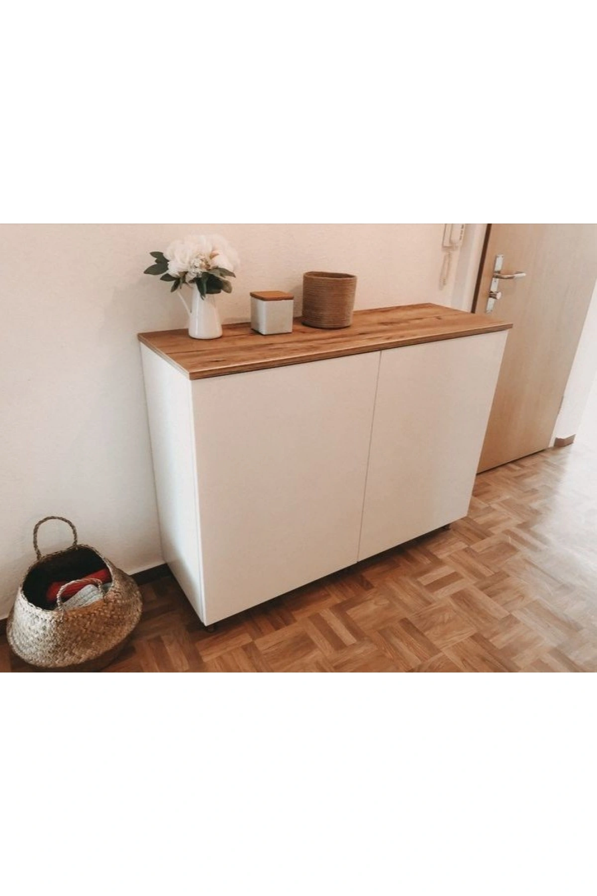 Ahşap Detaylı Çok Amaçlı Dolap, Ayakkabılık, Dresuar 90x90x30 cm