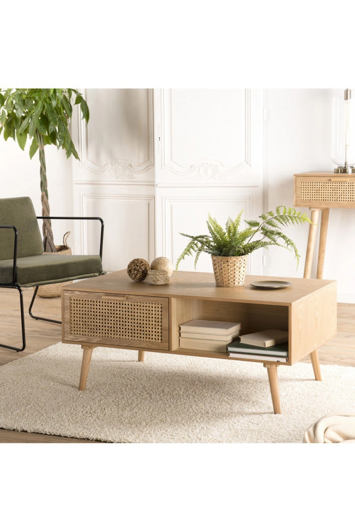 Hazeran Çekmece Detaylı Ahşap Orta Sehpa 100x45x60 cm