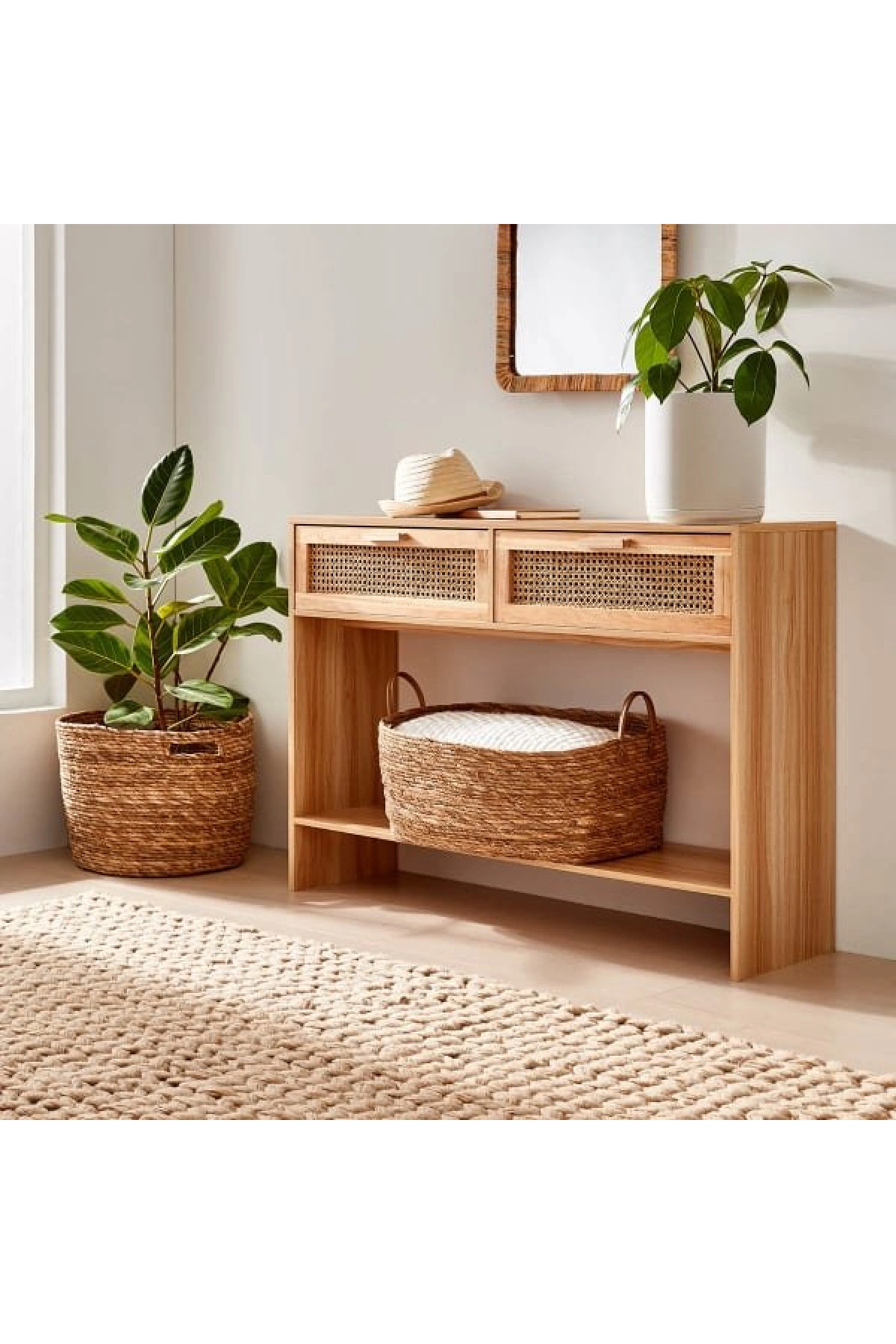 Hazeran Çekmeceli ve Raflı Modern Ahşap Dresuar 100x80x30 cm