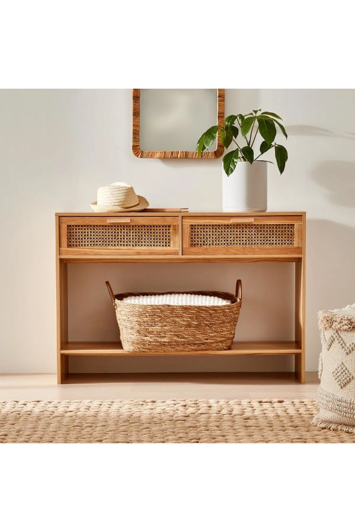 Hazeran Çekmeceli ve Raflı Modern Ahşap Dresuar 100x80x30 cm