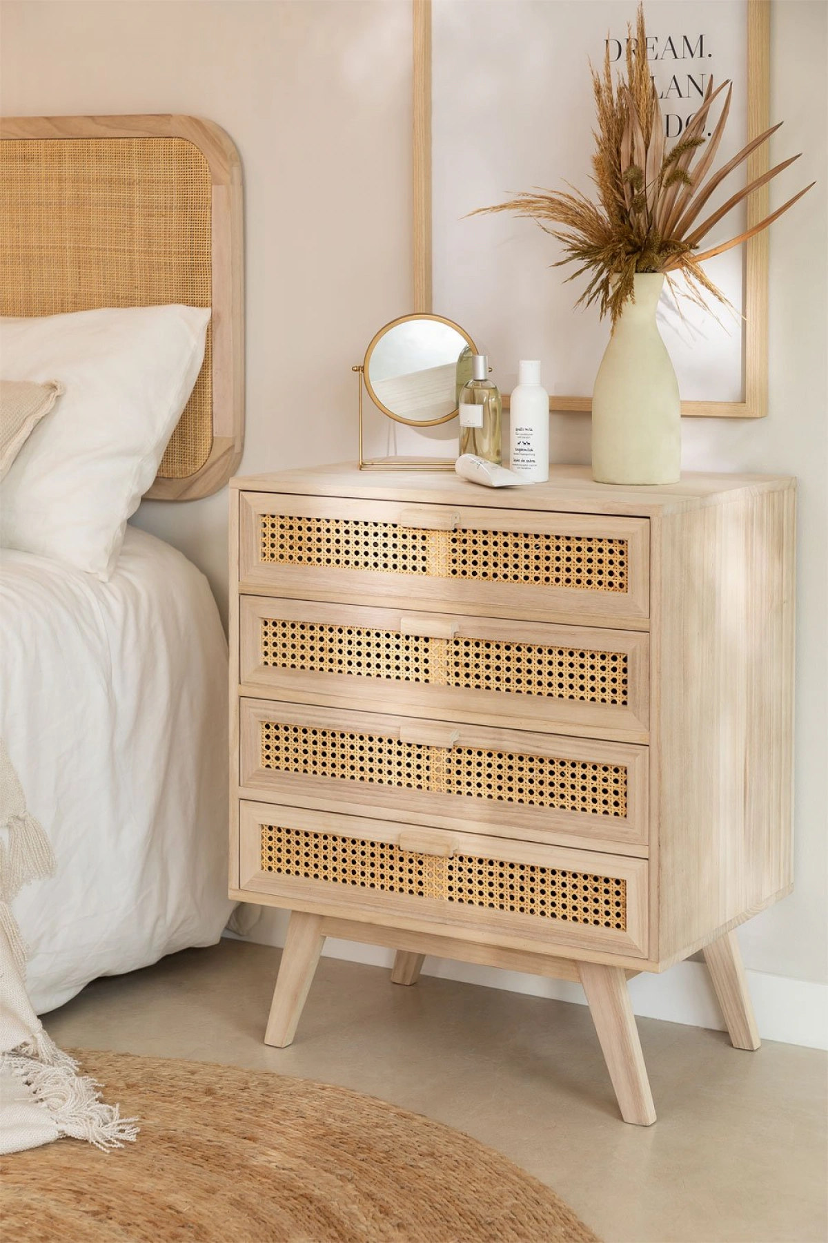 Hazeran Detaylı 4 Çekmeceli Ahşap Şifonyer 61x76x42 cm