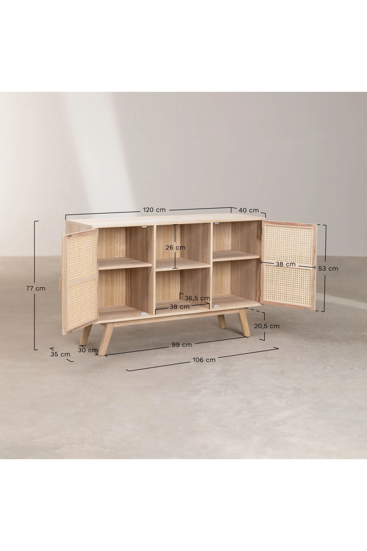 Ahşap Hazeran Kapak Detaylı Büfe, Konsol 120x78x40 cm