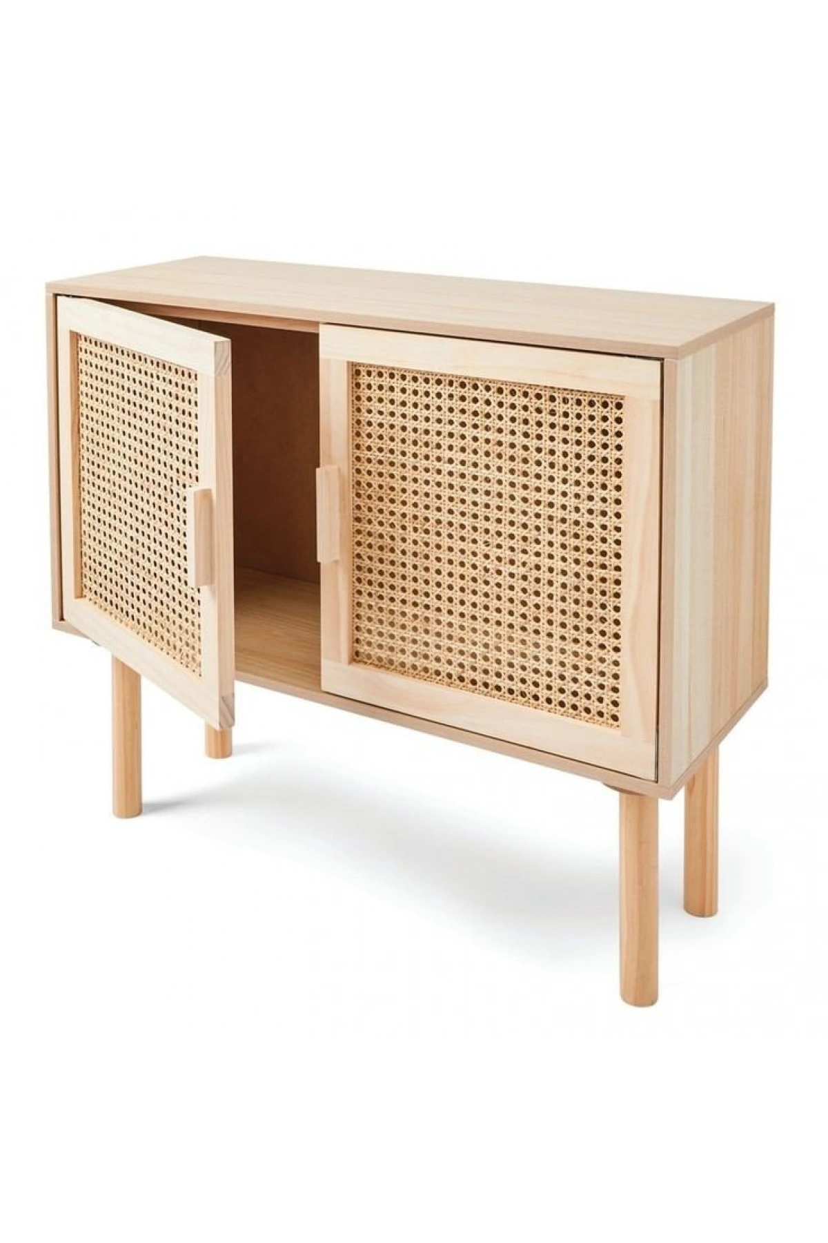 Hazeranlı Çift Kapaklı Mini Ahşap Dolap-Komodin 75x60x35 cm