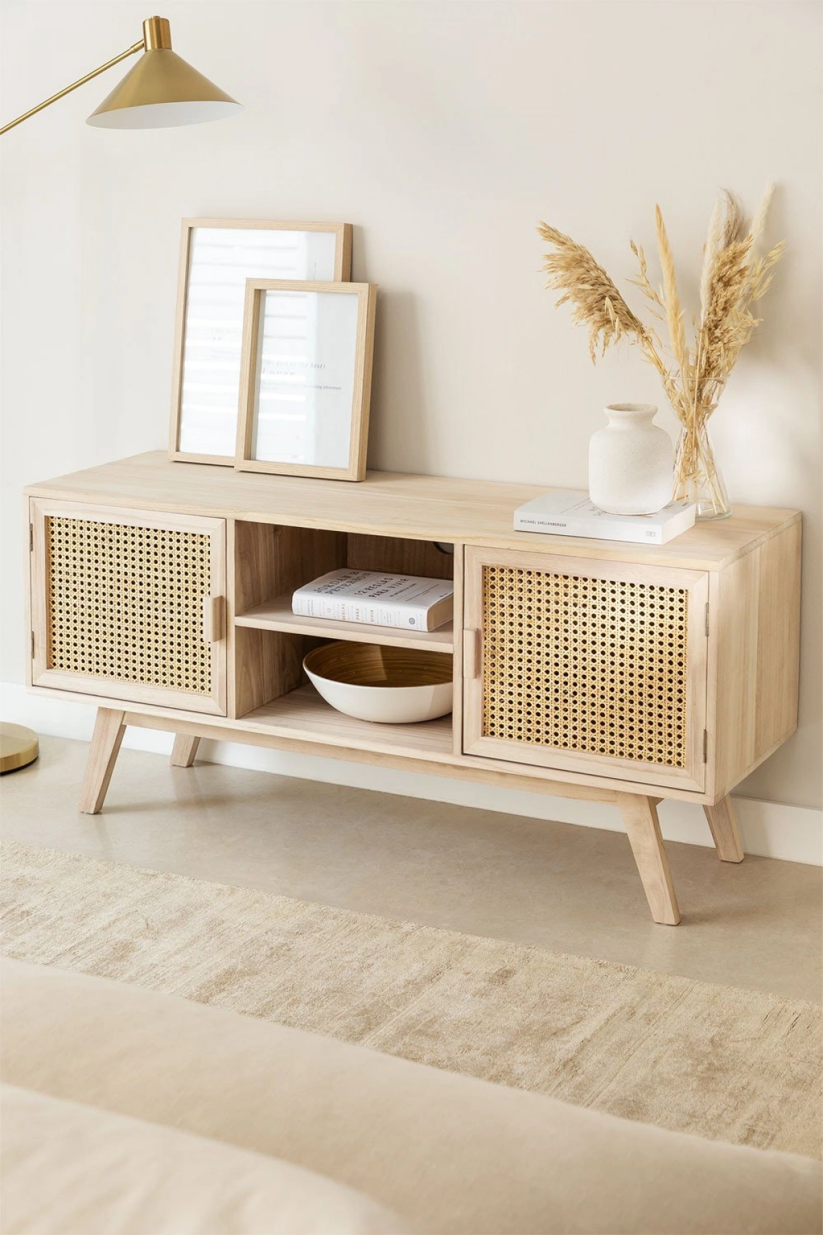 Ahşap hazeran stil modern çift kapaklı çok amaçlı dolap, tv ünitesi