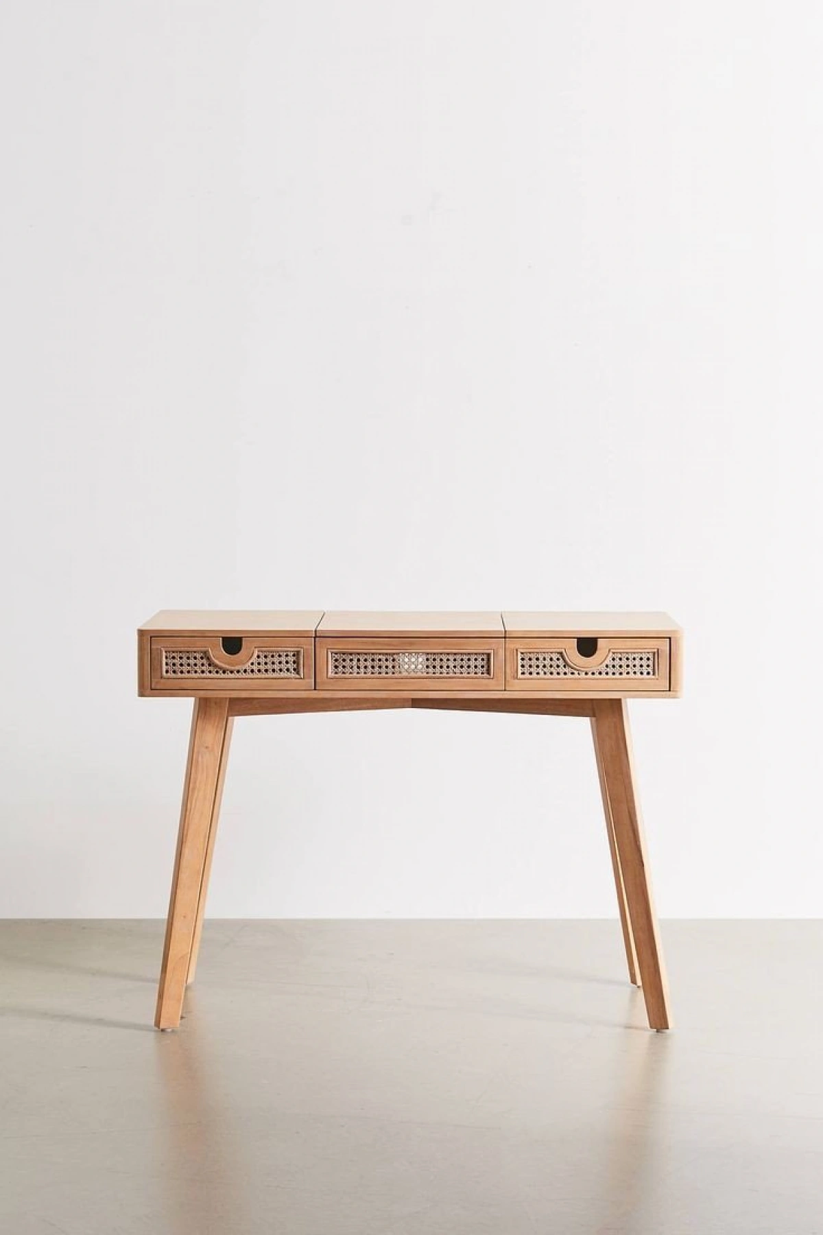 Ahşap Hazeranlı Gizli Ayna Detaylı Modern Makyaj Masası, Dresuar 100x80x40 cm