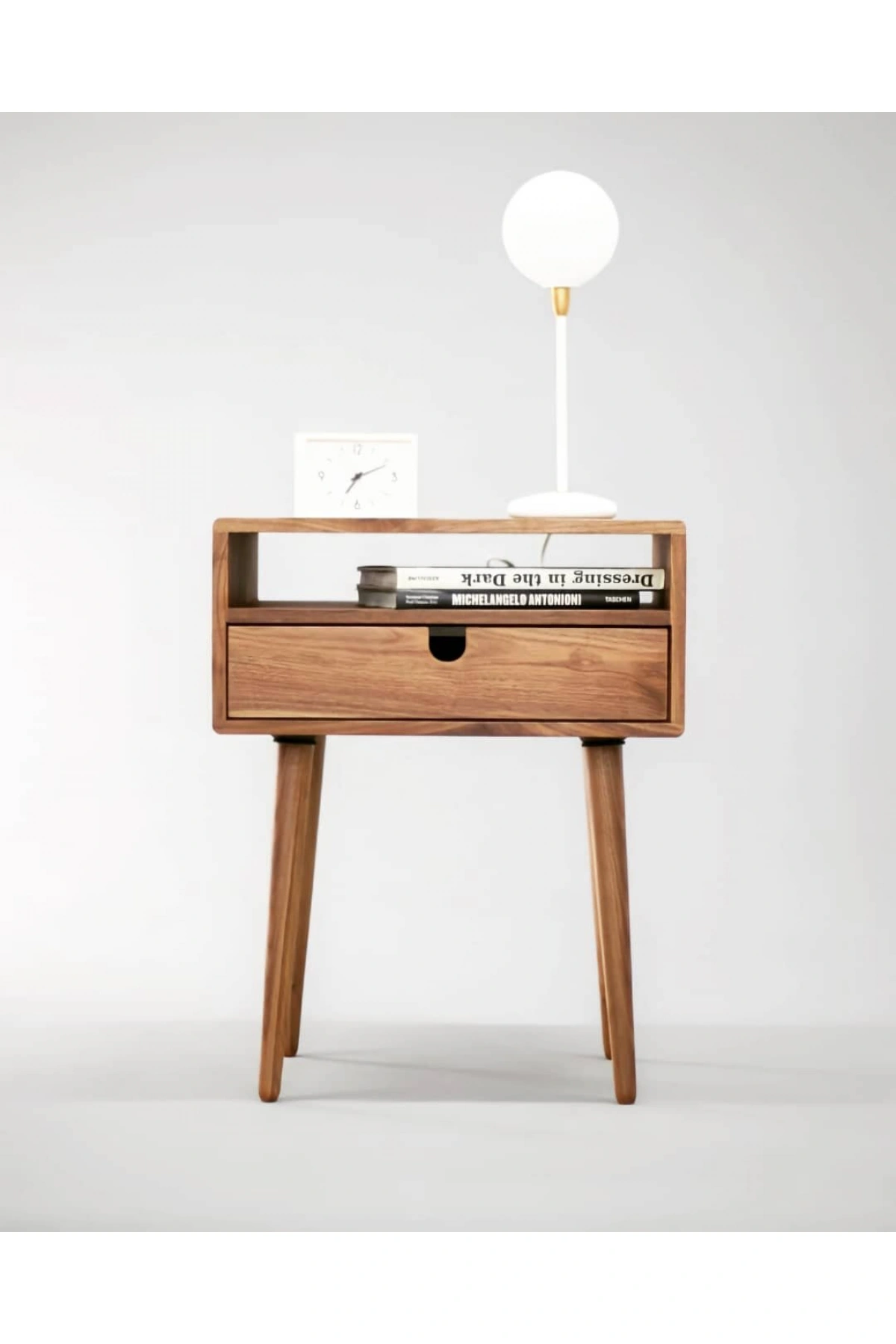 Masif Ahşap Ayaklı Modern Komodin 45x60x35 cm