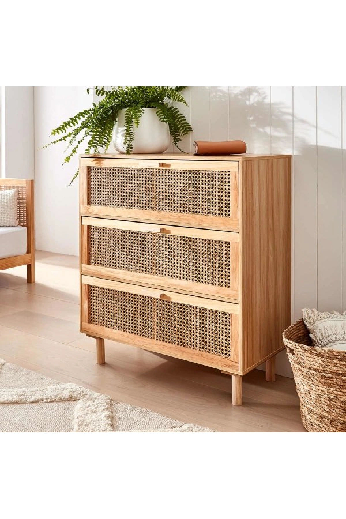 Ahşap rattan model şifonyer