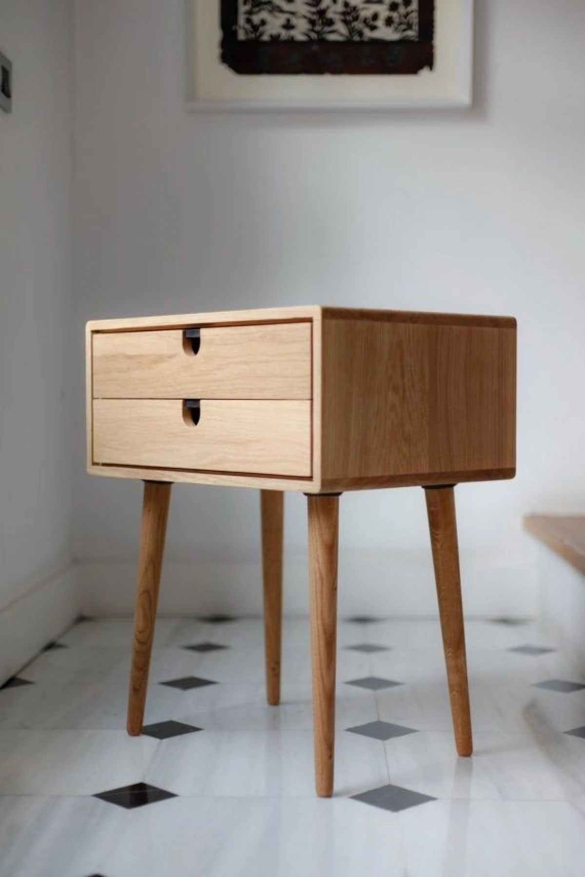 Wooden modern nightstand with double drawers