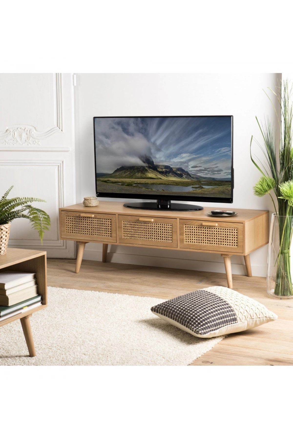 Hazeran Çekmece Detaylı Modern Ahşap TV Ünitesi 120x45x38 cm